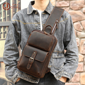 Joyir Bolso de pecho de cuero genuino para hombre, bolso cruzado informal de gran capacidad para viajes de ocio - Product Image 1