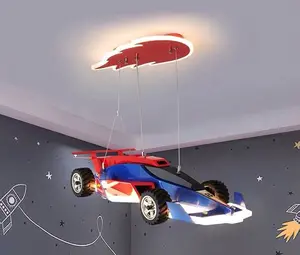 Lampadario a sospensione LED creativo per cameretta dei bambini, circuito da corsa con auto, per bambini - Product Image 2