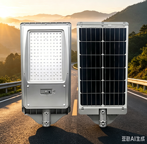 Lampadaire <span class=keywords><strong>solaire</strong></span> intégré à économie d'énergie, <span class=keywords><strong>lampe</strong></span> <span class=keywords><strong>LED</strong></span> extérieure étanche IP65 pour rue, cour et allée - Product Image 1