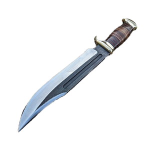 Couteau Bowie à pointe de lance en acier inoxydable fait main, manche en cuir, garde en laiton, étui en cuir de qualité, lame pleine longueur, pour la chasse en extérieur - Product Image 1