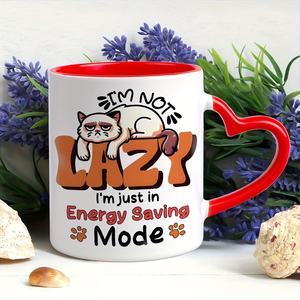 Diytree all'ingrosso divertente tazza di ceramica per gatti addormentati stampata con "non sono pigro sono in modalità risparmio energetico" per regali di compleanno Unisex - Product Image 1