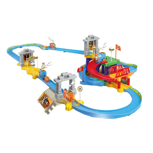 Newest diy electric slot toy adventure track battery operated train set