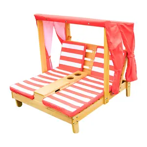 Wholesale Patio Furniture Kids Lounge Chair Outdoor Beach Children And Pets Bed Wooden Double Lounge Chair With Awning