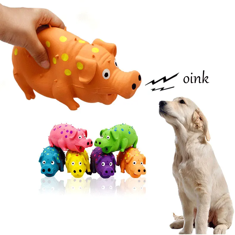 Venda quente Látex Polka Dot Globlet Pig Dog Toy Squeaky brinquedo do cão