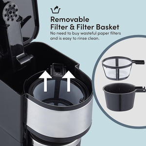 Machine à café filtre automatique pour hôtel, 4-6 tasses, 0,42 L, 800 W, couleur noire - Product Image 5