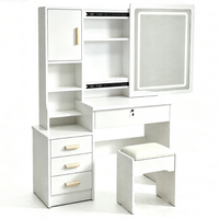 Table de maquillage moderne blanche avec miroir LED et tiroirs pour chambre à coucher, appartement, meubles de maison