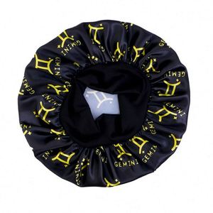 Bonnet en satin imprimé avec logo personnalisé et 12 signes du zodiaque, large bande, taille extra, pour femme, usage quotidien extérieur, toutes saisons, pour cheveux - Product Image 6