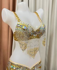 Offre Spéciale Femme perlé Danse Du Ventre Costume D'usure + ceinture 2pc ensemble Dames Danse Du Ventre Costumes de Danse Du Ventre Vêtements - Product Image 4