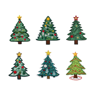 Badge brodé personnalisé Arbre de Noël de l'usine chinoise, patch thermocollant 3D Père Noël à coudre pour chapeaux et sacs, vente chaude