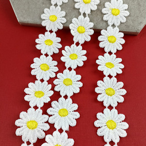 Premium Polyester Water Soluble Chemical Lace Daisy <strong>Sunflower</strong> <strong>Embroidered</strong> Trim for Garment Accessories Home Textile Decoration - Product Image 1