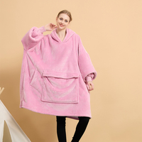 Couverture à capuche en flanelle Sherpa blanche à poches énormes et chaude de couleur unie personnalisée nouveau design