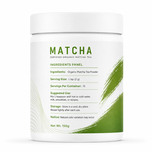 Poudre de thé matcha biologique, complément alimentaire pur en fibres pour adultes, favorisant le métabolisme et la détoxification, certifié ISO HALAL, durée de conservation de 24 mois - Product Image 6