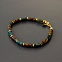 Bracelet populaire fait main en œil de tigre et agate mousse, énergie riche, bracelet intercalaire 2x4, pierre naturelle, bracelet pour homme
