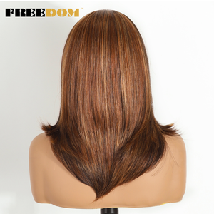 Perruque Lace Front <span class=keywords><strong>BEllA</strong></span> en Fibre Haute Température Pré-Plucked pour Femmes, Courte, Lisse, Dégradée, Type Bob, Marron, 6x4, Sans Colle - Product Image 6