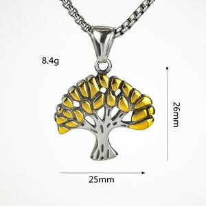 Collar con colgante de árbol de la vida, acero inoxidable, unisex, diseño geométrico de planta, uso diario, joyería fina - Product Image 5