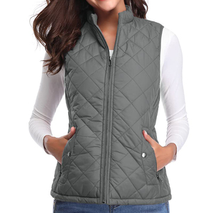 <span class=keywords><strong>Gilet</strong></span> matelassé <span class=keywords><strong>bleu</strong></span> <span class=keywords><strong>clair</strong></span> pour femme, col montant, fermeture é<span class=keywords><strong>clair</strong></span>, sans manches, avec poches zippées - Product Image 4
