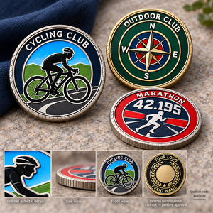 Monedas Conmemorativas Personalizadas para Deportes y Actividades al Aire Libre, para Clubes de Ciclismo, Eventos de Maratón, Campamentos y Reconocimiento de Equipos, OEM ODM - Product Image 2