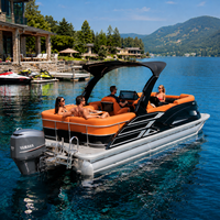 Bateau ponton en aluminium 22 pieds, yacht de sport de luxe haute vitesse, 12 personnes, 3 tubes, arche sportive électrique, homologué CE, remorque, tourisme