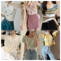 2025 printemps décontracté mélange vêtements balles Jersey T-shirt tricoté, Stock Lots mode Style T-shirt tricot hauts tricotés