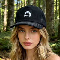 Casquette de baseball non structurée à 5 panneaux en 100 % coton avec logo brodé personnalisé, casquette de papa à visière plate