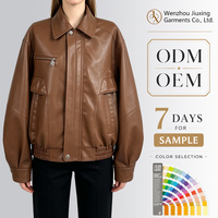 Veste en cuir marron de style européen et américain, veste en cuir décontractée pour femmes avec couleurs personnalisables