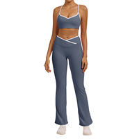 Ensemble de yoga 2 pièces moulant et dos nu pour femme, taille haute, couleur unie, anti-transpiration