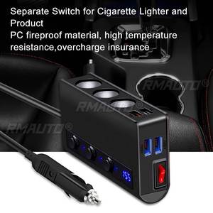 SLW002 180W 4 USB <b>Car</b> Charger <b>Socket</b> QC3.0 Fast Charge <b>12V</b>/24V Splitter Outlet Adapter - Product Image 4