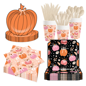 Juego de Platos y Servilletas de Papel para Fiesta de Acción de Gracias DAMAI, Kit de Vajilla Desechable con Decoraciones a Cuadros para 8 Personas - Product Image 2