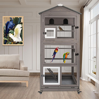 Volière mobile de luxe moderne en bois de sapin, grande taille, étanche, avec plateau de nettoyage coulissant, nichoir indépendant et accès multiple pour oiseaux