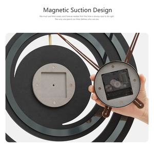 TEBOYTY นาฬิกาแขวนผนังโลหะหรูหราแบบมินิมอลลิสต์,นาฬิกาพระจันทร์สีเทาทันสมัยด้วยมือทำจากไม้วอลนัทนาฬิกาทำด้วยมืออะคริลิกกระจกและไม้ - Product Image 4