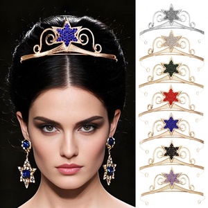 มงกุฎรูปดาวห้าแฉกประดับเพชรโลหะผสมสุดหรูสำหรับเด็กสไตล์ยุโรปอเมริกัน มงกุฎทองคำสำหรับถ่ายรูปเจ้าหญิง - Product Image 2