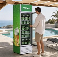 Réfrigérateur vertical en verre sur mesure 0~10°C, équipement de réfrigération commercial pour bières et boissons avec éclairage LED