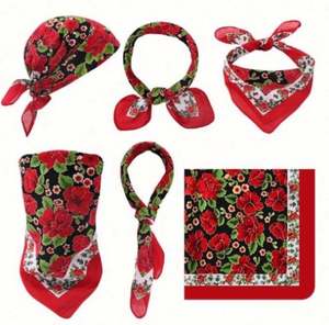 Custom square Cotton Printed <b>Small</b> Handkerchief Cotton Polyester square Bandana for Outside Sport - Product Image 1