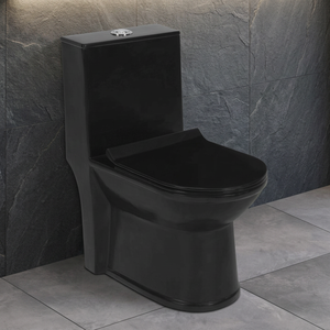 Salle de bain, style moderne et luxueux, toilette monobloc ronde en céramique dorée et grise, réservoir dissimulé, ensemble de toilette 1 pièce - Product Image 6
