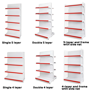 رف عرض فولاذي قوي ذو خمسة مستويات قابل للتعديل من الجانبين، رف عرض للسوبر ماركت مضاد للصدأ، أرفف شبكية للمتاجر - Product Image 1