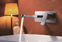 Robinet de lavabo mural élégant et moderne à poignée unique, eau chaude et froide, en laiton chromé, avec fonction de dosage, poignée en alliage de zinc, céramique