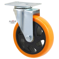 Roue à roulettes en PU orange/jaune, roue à roulettes industrielle, 3 pouces, 4 pouces, 5 pouces, trois tailles au choix