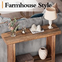 Table console rustique de 39,3 pouces avec plateau en bois épais de 1,9 pouces, table de couloir étroite à 3 niveaux pour salon, couloir, hall d'entrée