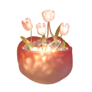 Luz de noche romántica de tulipán LED, mesa de flores de simulación, decoración del hogar, lámpara de Ambiente, regalo en maceta para oficina/habitación/Bar/cafetería - Product Image 3
