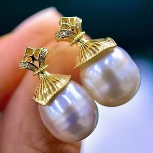 Accessoires en perles DIY 22575, clous d'oreille en argent S925, support creux pour cache-cernes avec perles de 9 à 13 mm, boucles d'oreilles élégantes en argent - Product Image 1