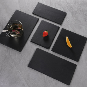 Plato de Pizarra Natural Black Rock, Estilo Vintage, Plato para Bistec, Plato para Postre de Restaurante <span class=keywords><strong>Occidental</strong></span>, Plato para Sushi, Apto para Microondas - Product Image 6