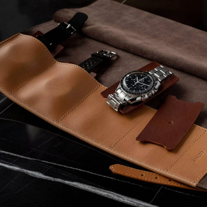 Pochette de montre en cuir véritable avec <span class=keywords><strong>4</strong></span> fentes Organisateur de voyage Sac de rangement pour bijoux