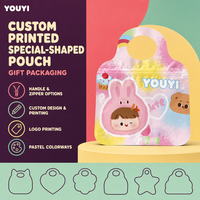 Pochettes personnalisées de formes spéciales, sacs à fermeture éclair avec poignée, conception et impression sur mesure, emballage cadeau pour la vente au détail