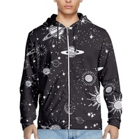 Sweat-shirt à capuche imprimé sur toute la surface Hip Hop Streetwear Galaxy Planet pour hommes, système solaire spatial, décontracté, écologique