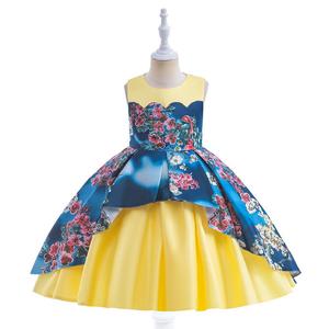 Vestido amarillo floral de corte asimétrico para niña, vestido de princesa de satén sin mangas, vestido de fiesta, vestido de <span class=keywords><strong>invitada</strong></span> de boda, vestido formal para niñas - Product Image 6