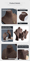 Présentoir de Luxe Unique en Velours pour Colliers, Mannequin de Présentation de Bijoux, Buste de Présentation de Bijoux