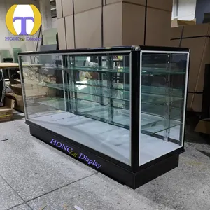 Store Counter Display Showcase With Glass Sliding Doors Tempered Glass For Clear Showcase Category
