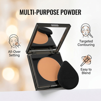 Polvo Fijador Compacto Vegano Resistente al Agua y al Aceite, Maquillaje de Marca Privada con Brillo, Polvo Fijador Facial Compacto