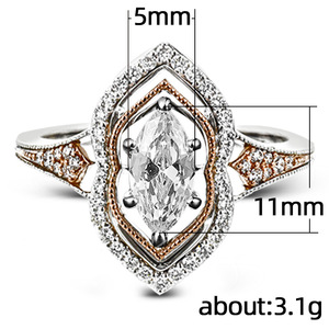 Anello di Fidanzamento F285 per Donna in Oro Bianco con Diamante Taglio Marquise e Diamanti Laterali Naturali Colore G - Product Image 4