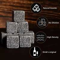 Juego de regalo de whisky de piedra de whisky natural, rocas de cubitos de hielo reutilizables, piedras frías con pinzas, caja de madera, juego de regalo de piedras de whisky